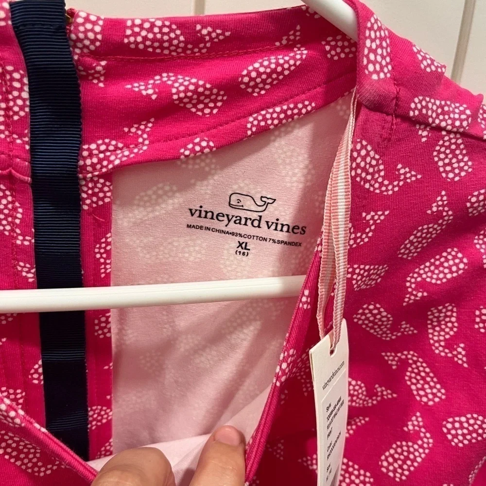 VINEYARD VINES GIRLS DRESS SIZE‎ 16 Pink Whale NEW Rhododendron 3/4 School Knee